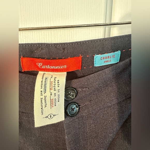 CARTONNIER Anthropologie 8 Gray Wool Ankle Career Wear Center Crease Trousers - Picture 4 of 13